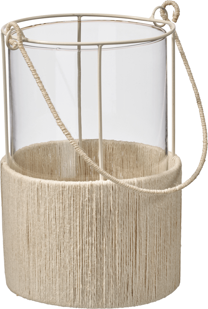 Windlicht aus Glas, beige (14x14x21 cm), 1 St