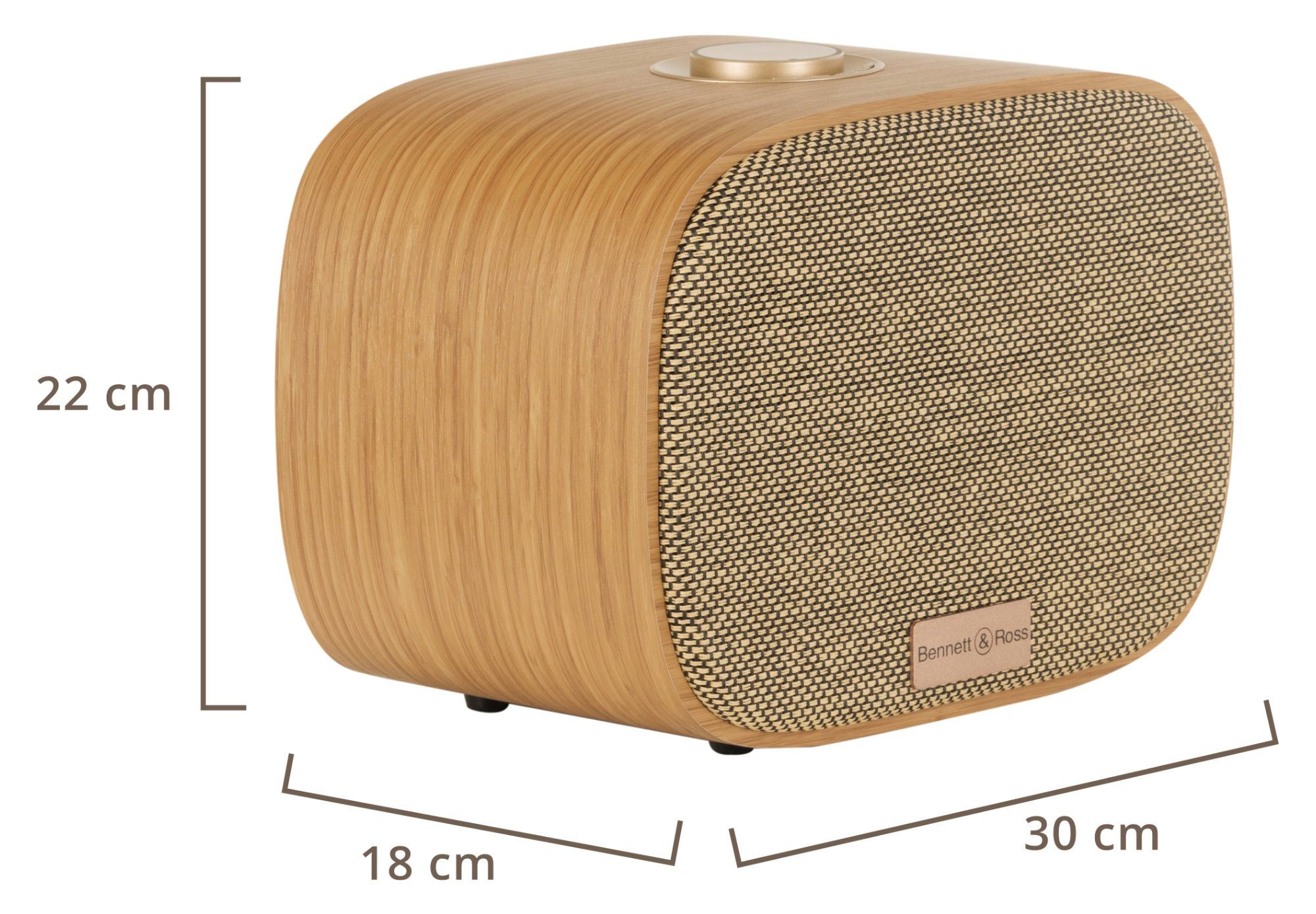 Bennett & Ross Sunderskog Bluetooth Lautsprecher Stereoanlage (60 W, Soundbox mit furniertem Holz-Gehäuse)