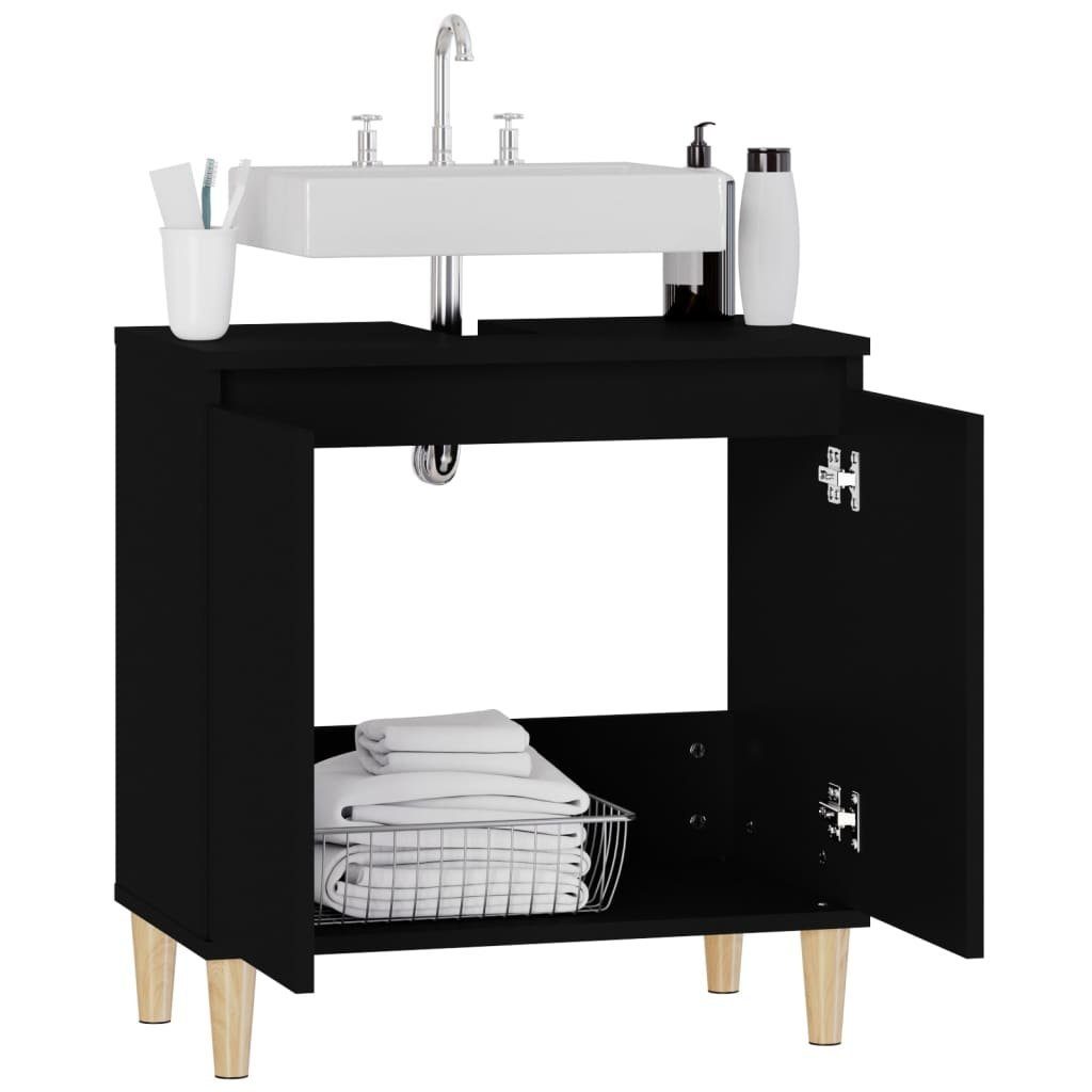 vidaXL Badezimmerspiegelschrank Waschbeckenunterschrank Schwarz 58x33x60 cm Holzwerkstoff (1-St)