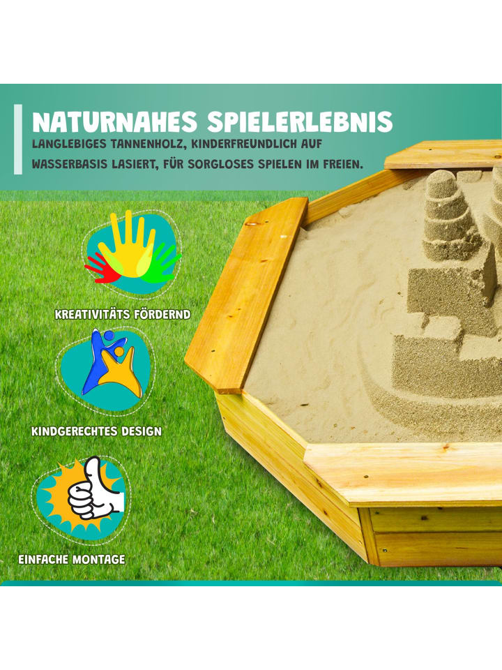 Coemo Sandkasten Sally 4-Sitzer Holz  in Natur günstig kaufen onesize