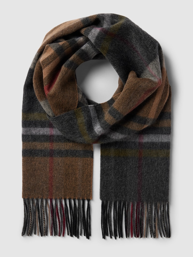 Schal mit Tartan-Karo in cognac