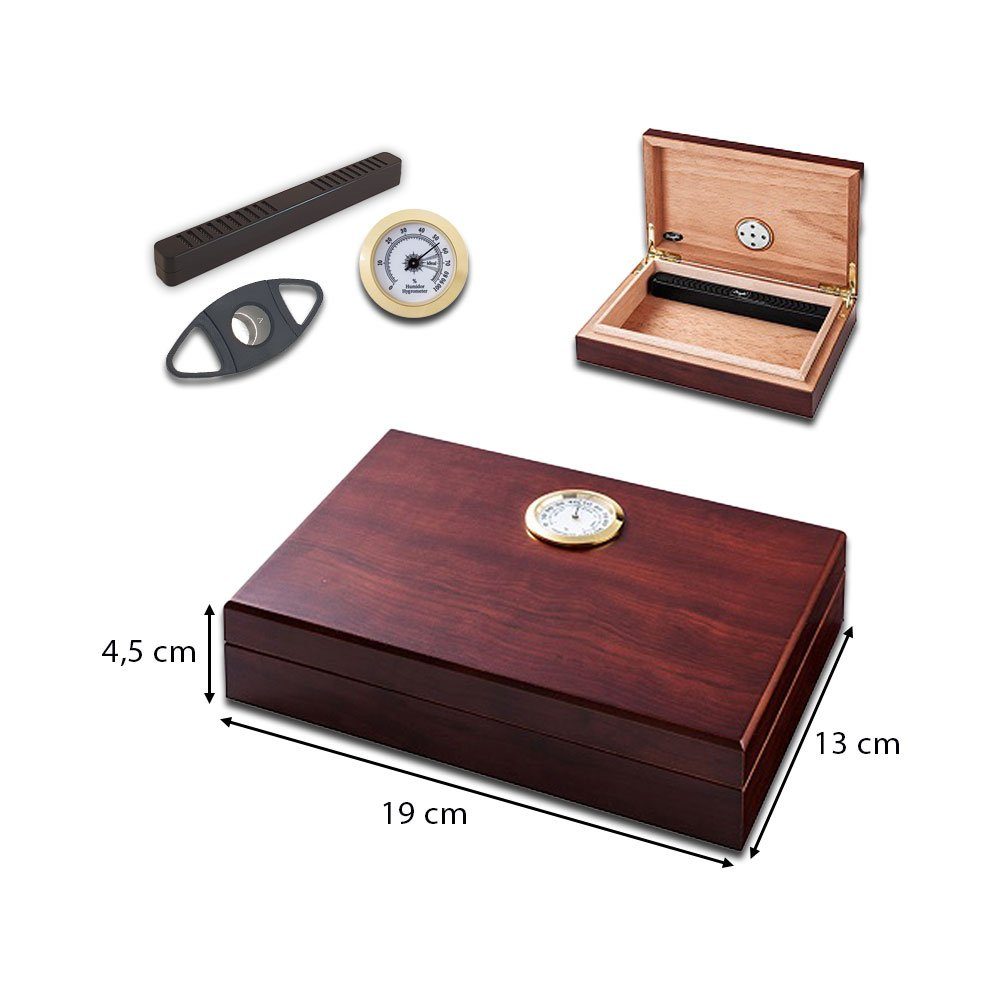 Coumo Humidor Mini Humidor, kompakt, Hygrometer Zigarrenschneider Befeuchter