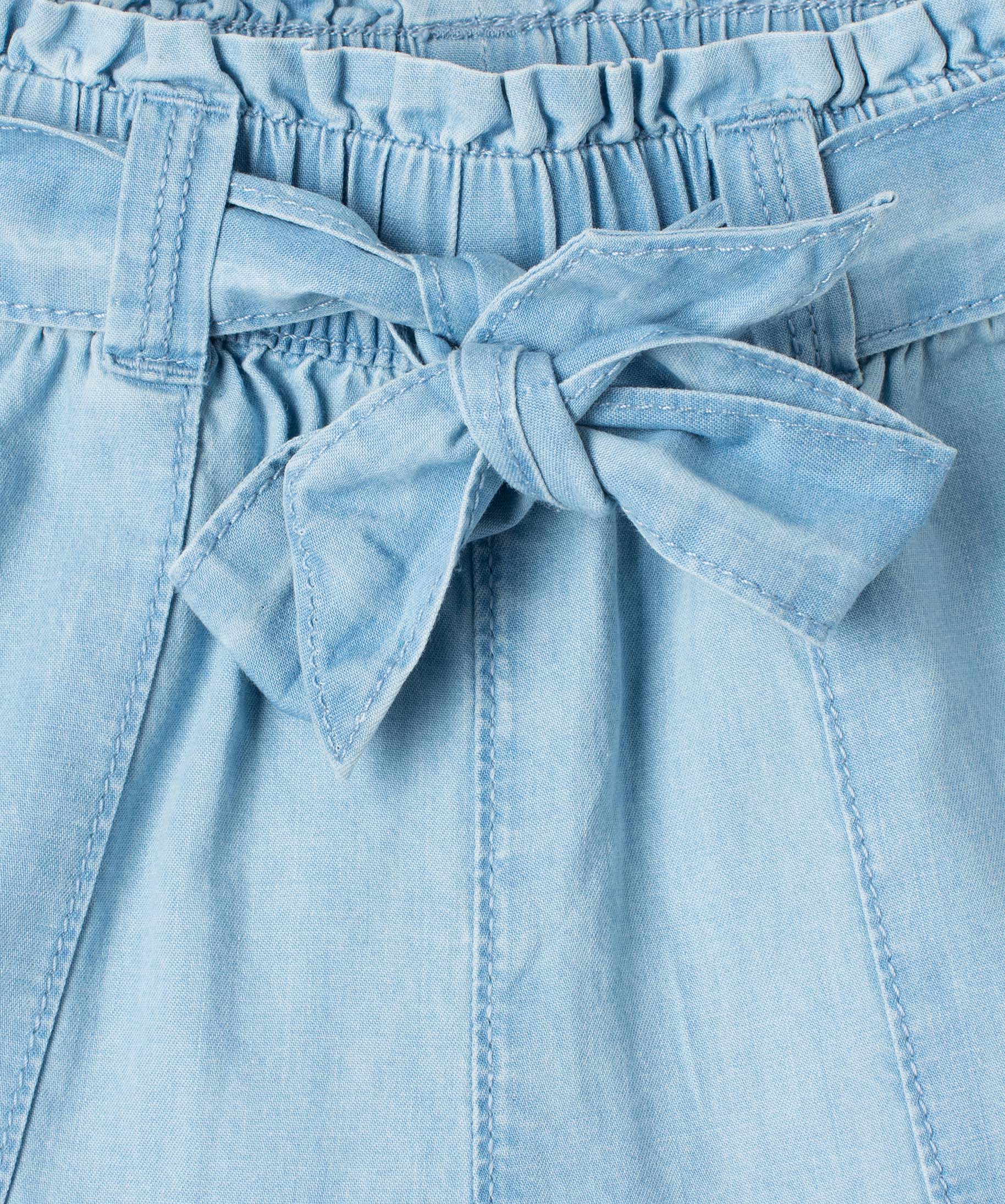 Short fille ample avec ceinture froncée et ceinture à nouer bleach | GEMO