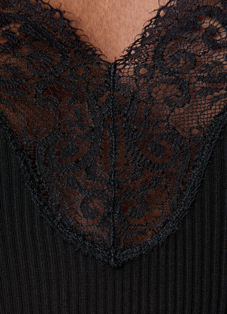 Μεταξωτό τοπ Saint Laurent με δαντελένιες λεπτομέρειες