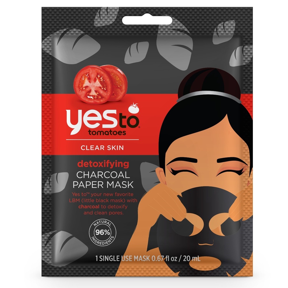 Yes To Masque détoxifiant en papier à la Tomate et Charbon Masque visage