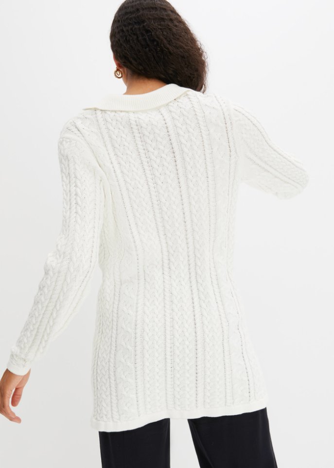 Weiter Baumwoll-Pullover mit Polokragen