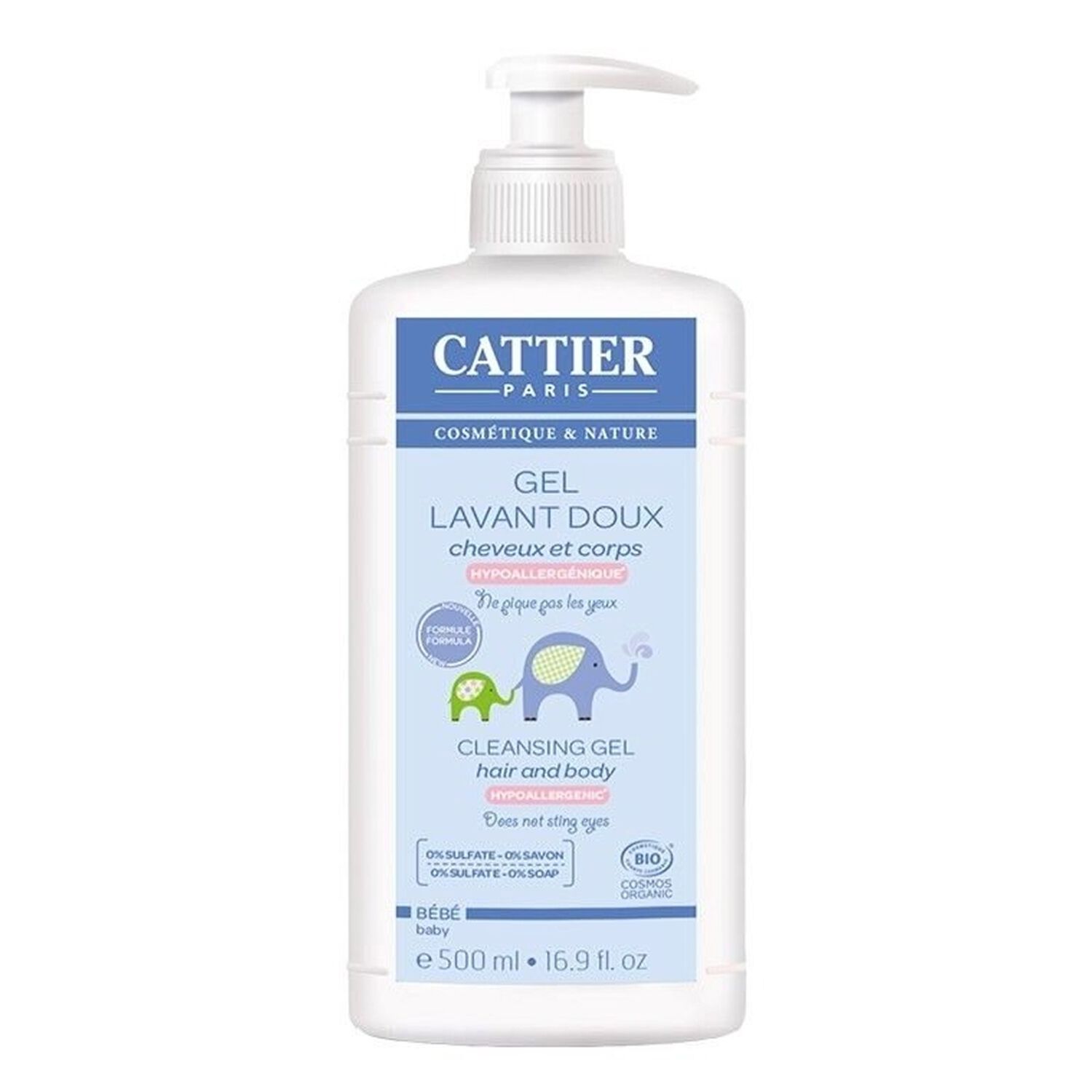 Cattier Gel Lavant Doux Bébé Corps et Cheveux 500 ml