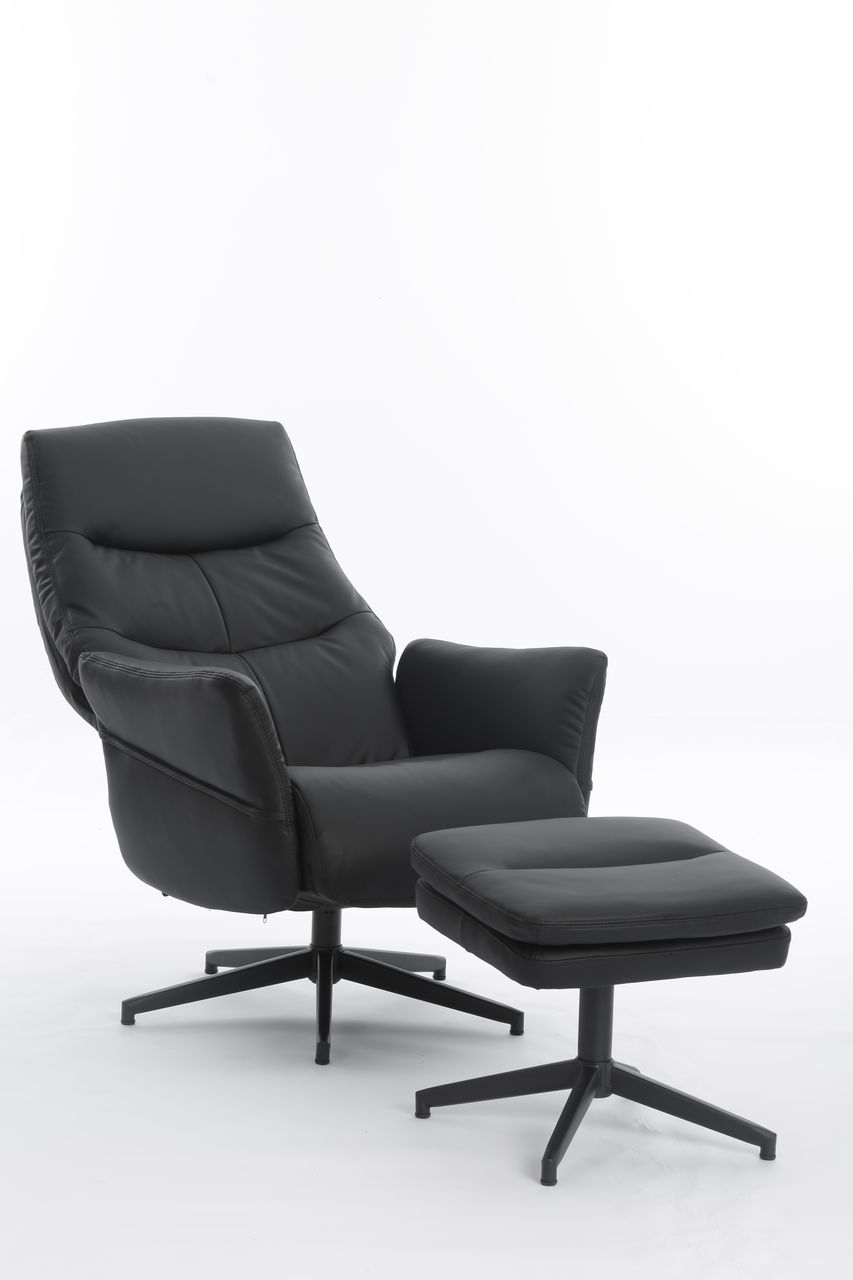 Happy Home Happy Home gepolsteter Relaxsessel mit Hocker HWP62-DGR dunkelgrau
