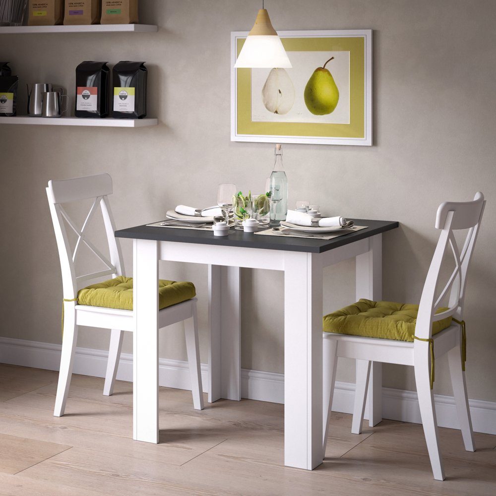 Vicco Esstisch Esszimmertisch Küchentisch KARLOS 80cm Weiß / Anthrazit