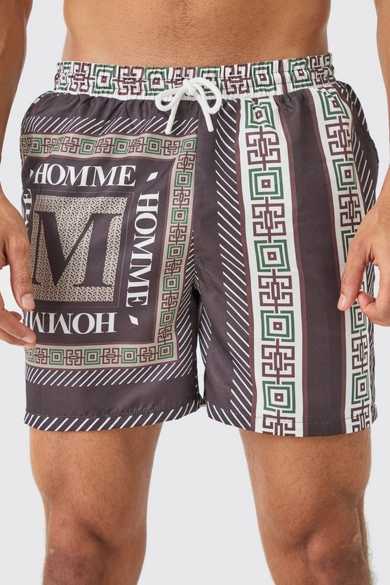Mittellange Badehose mit Print