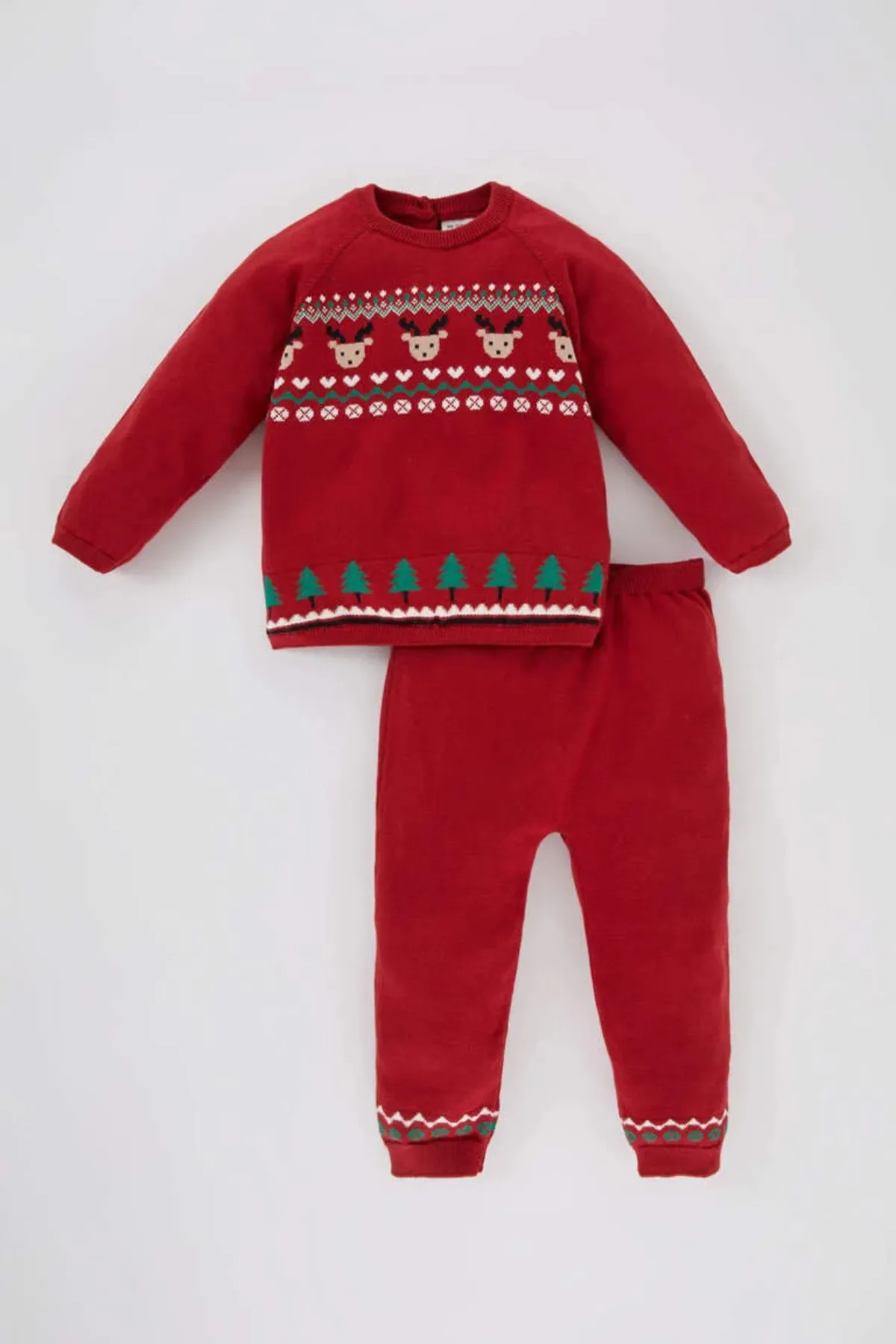 DeFacto  2er-Set aus Baumwoll-Strickwaren mit Pullover-Unterteil für Babys und Mädchen mit Neujahrsmotiv