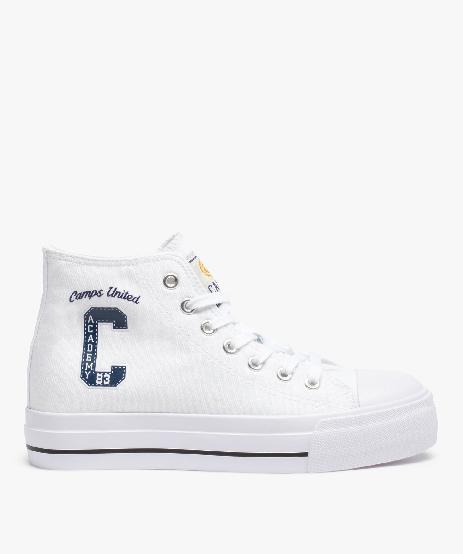 Baskets femme montantes en toile unie – Camps United blanc | GEMO