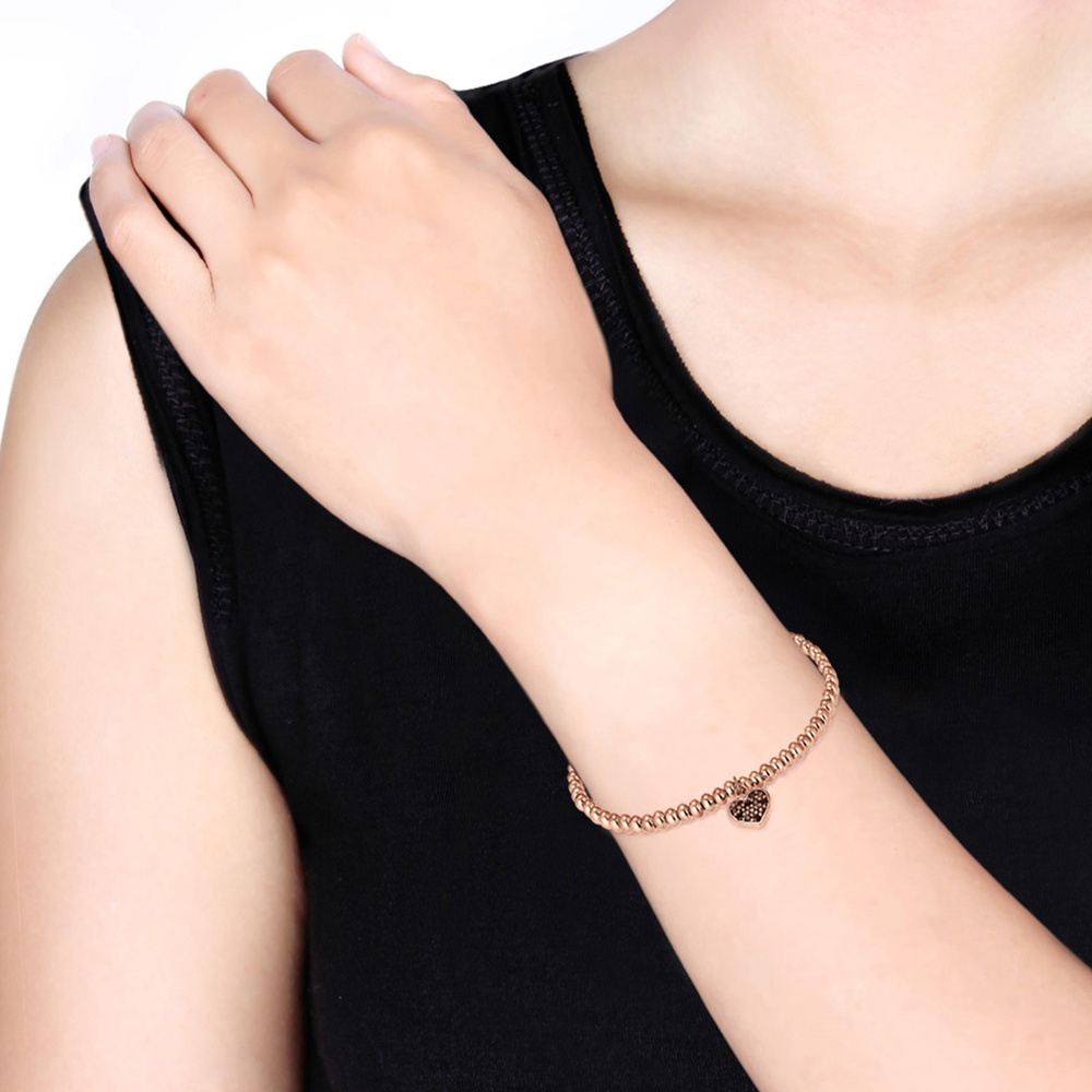 Elli Elli Bracelet Femme Pendentif Coeur Engagement avec Cristaux en Argent Sterling 9 Bracelet