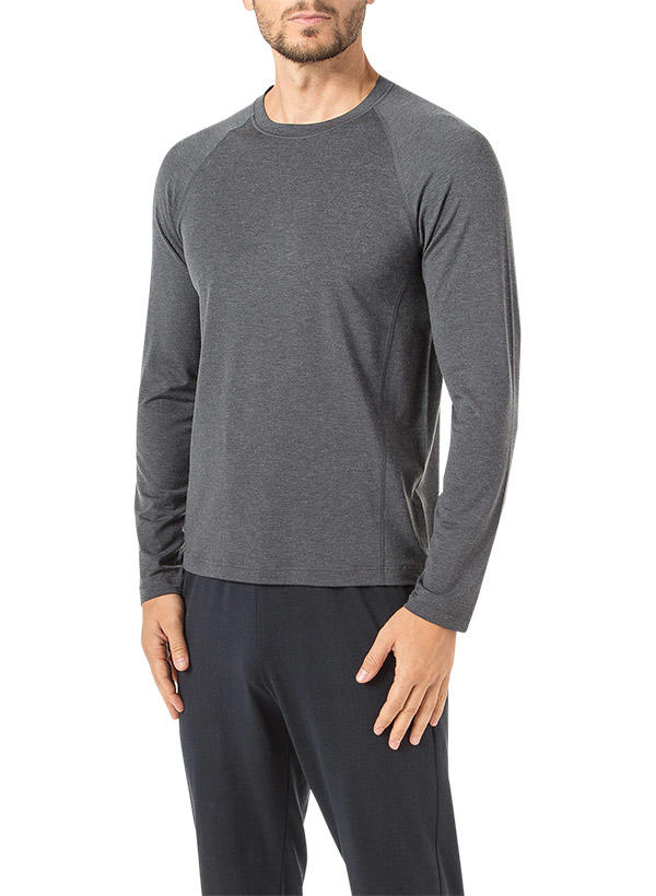 CALIDA, Longsleeve, Merino-Tencel, dunkelgrau meliert