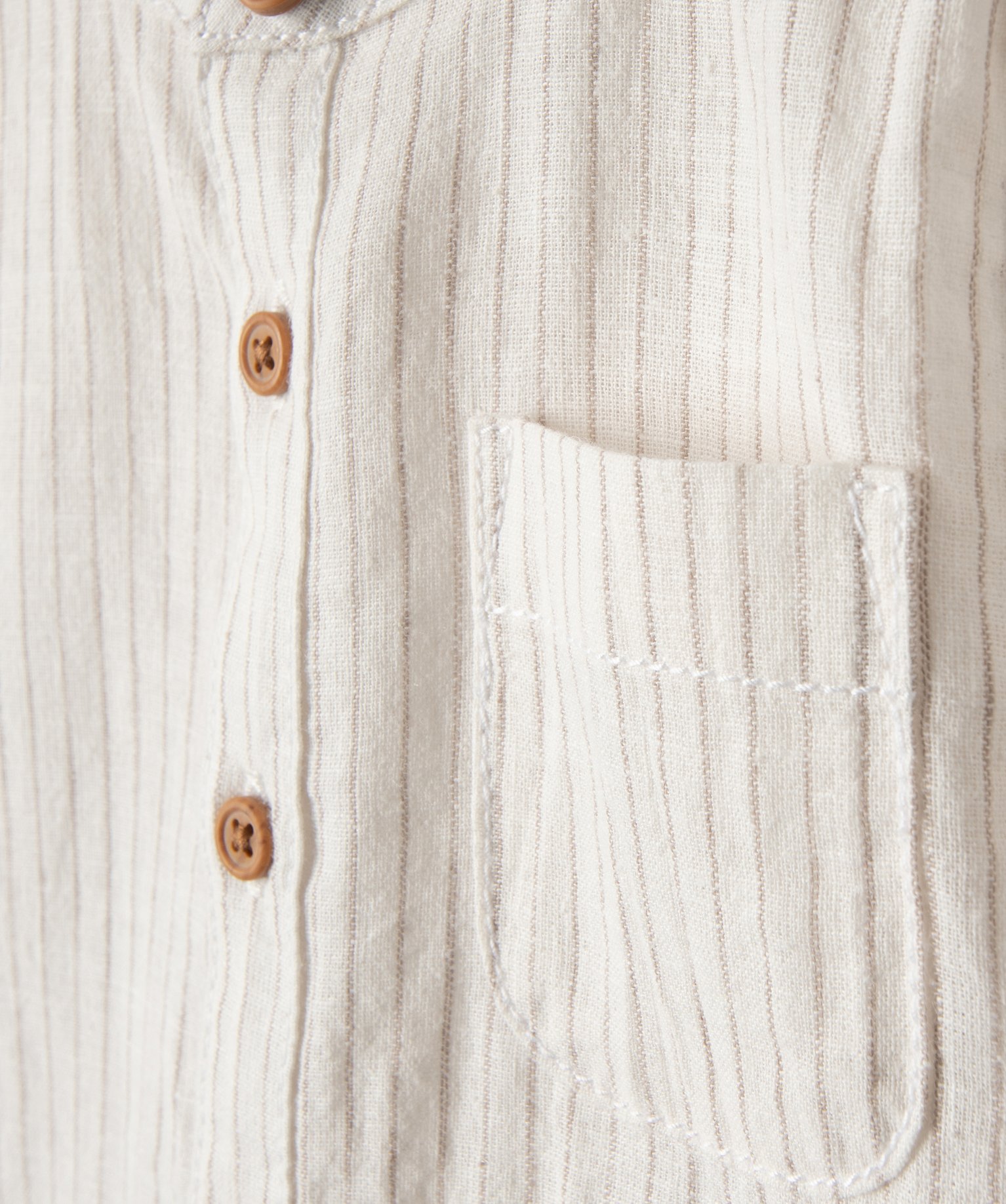 Chemise bébé Garçon à manches longues et col mao en lin blanc | GEMO
