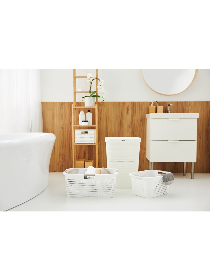 Rotho Wäschebox 40L COUNTRY - ergonomische Wäschebox aus Kunststoff  in Weiß günstig kaufen onesize