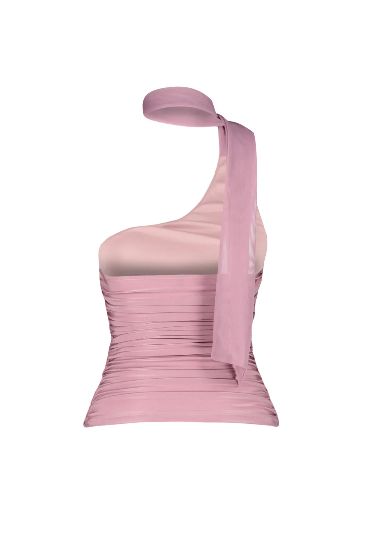 Trendyol Collection  Rosa Neckholder-Strickbluse mit gerafftem, gefüttertem Tüll TWOSS24BZ00202