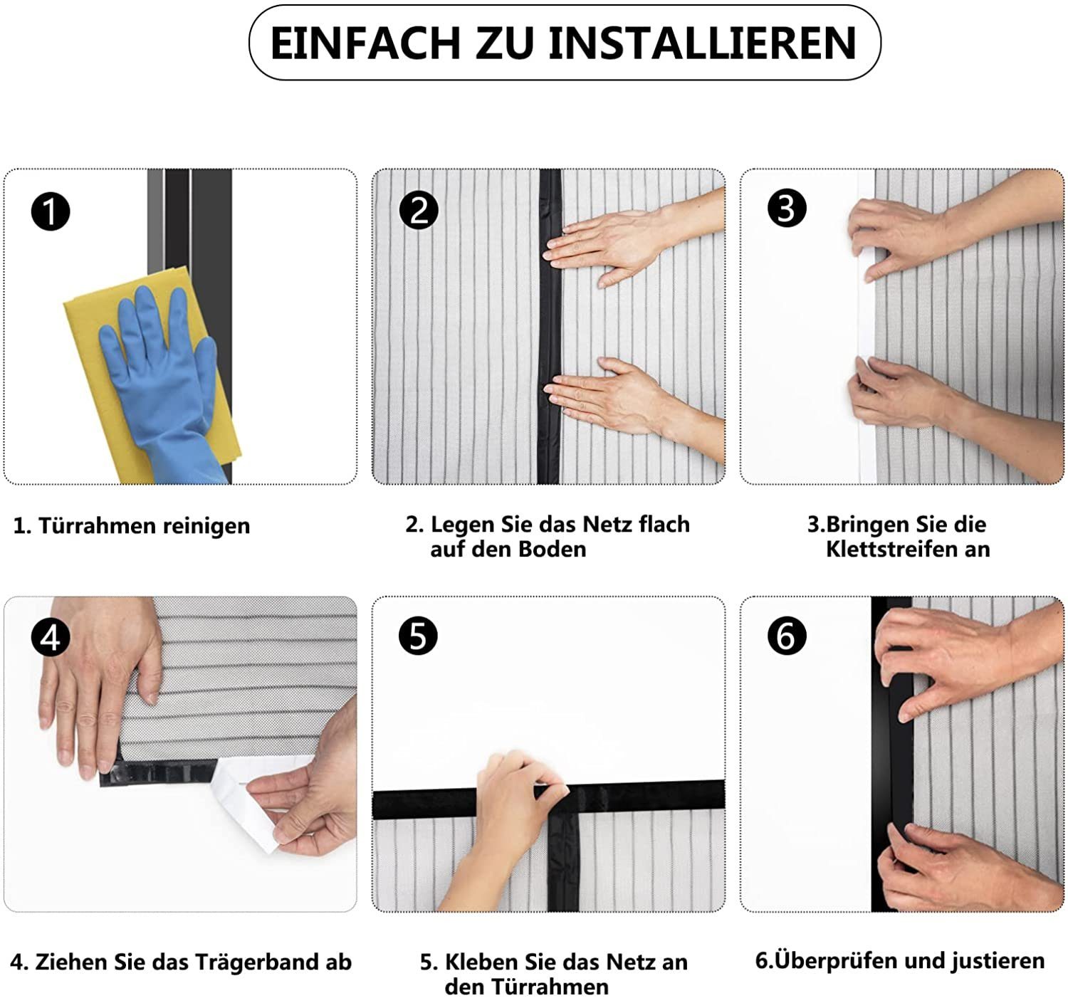 RESCH Insektenschutz-Vorhang Insektenschutz Vorhang Tür 220x110cm, Mückenschutz, Fliegengitter, (Insektensicherheitsnetz, feinmaschiges Tür Netz gegen Insekten, Fliegennetz, Insektenschutzgitter, Mückennetz hochwertige Kunststoff), Schutzvorhang, Tür