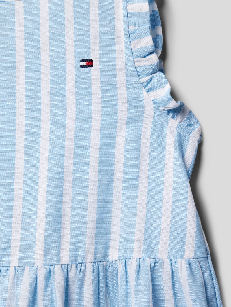 Knielanges Kleid mit Streifenmuster in bleu