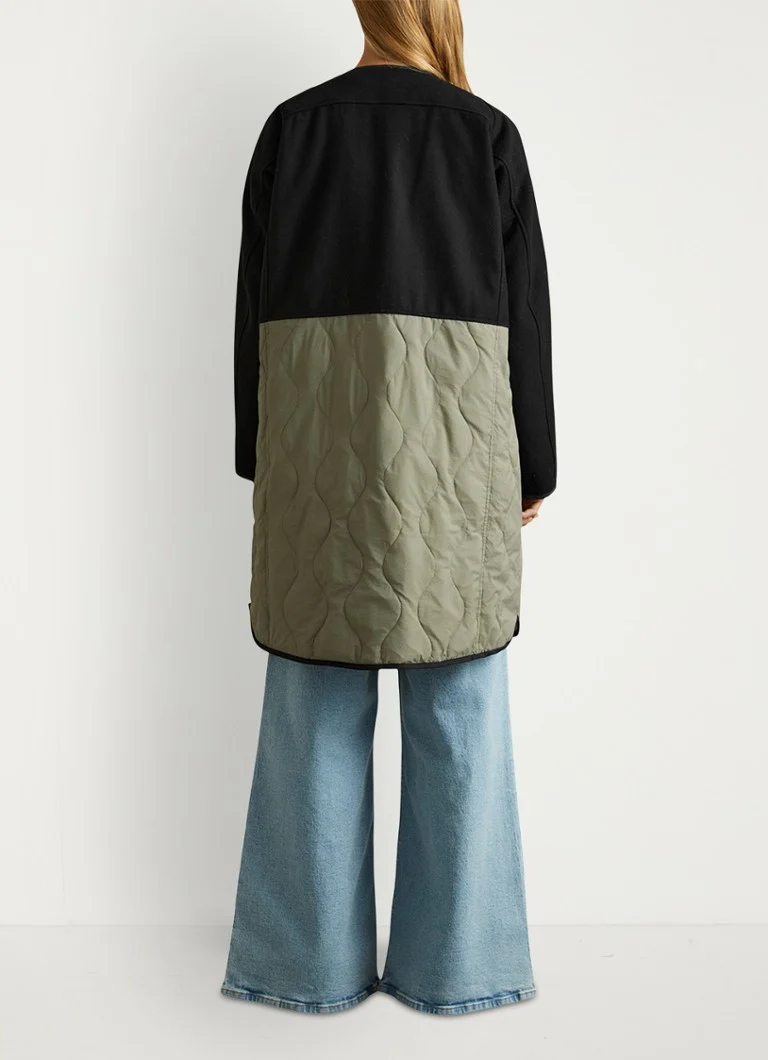 Reiss Ollie reversible jacket in wool blend with quilt pattern
