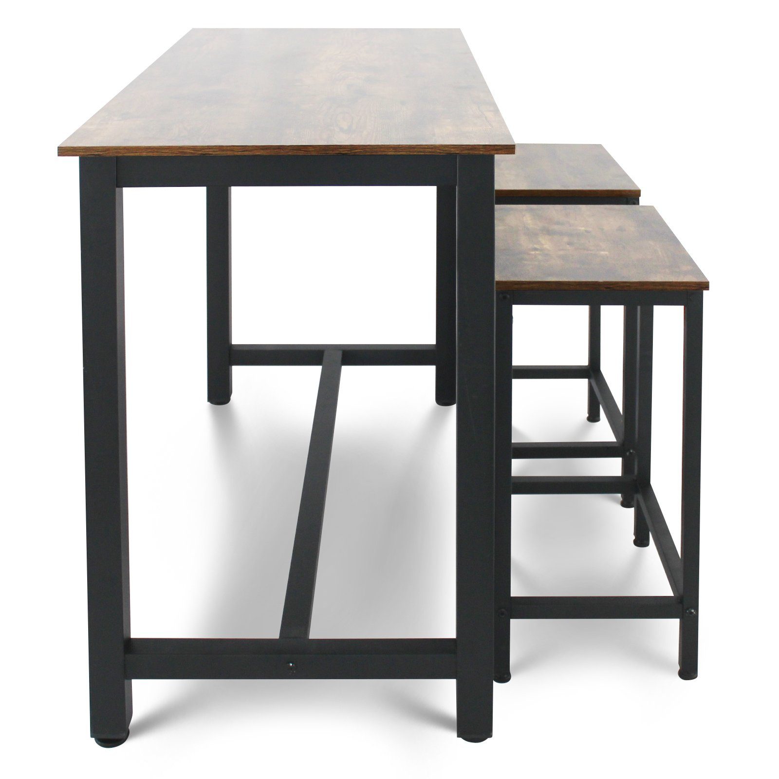 MIADOMODO Bartisch Stehtisch Set – 120x60x90cm, 2 Barhockern, MDF (1-St)