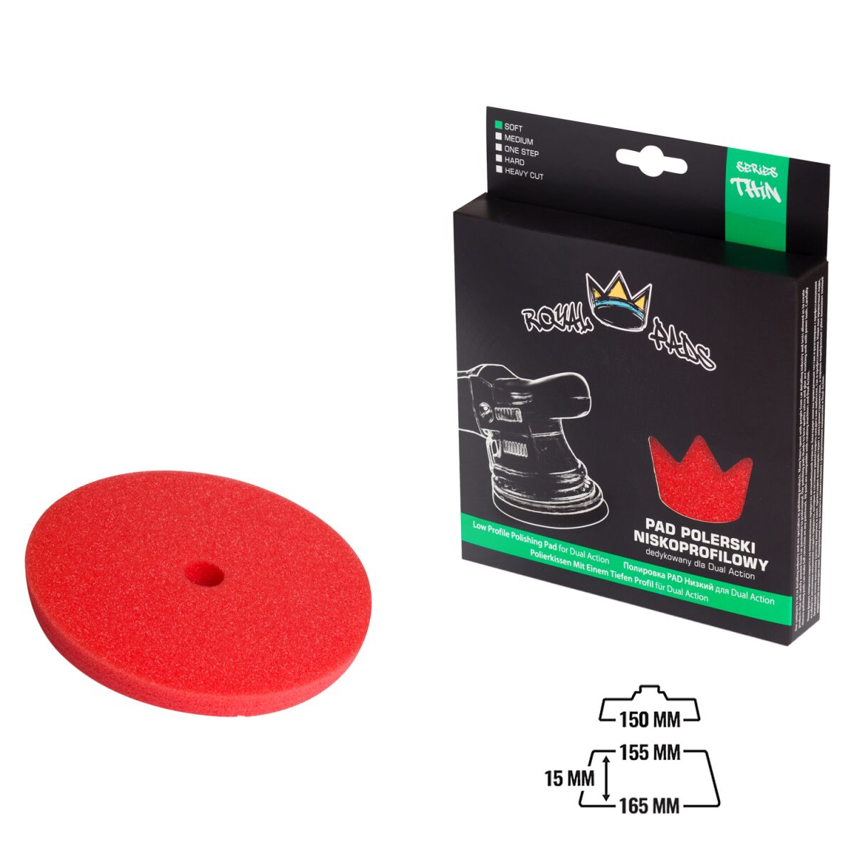 Royal Pads THIN Soft Schaum-Polierpad 155mm rot