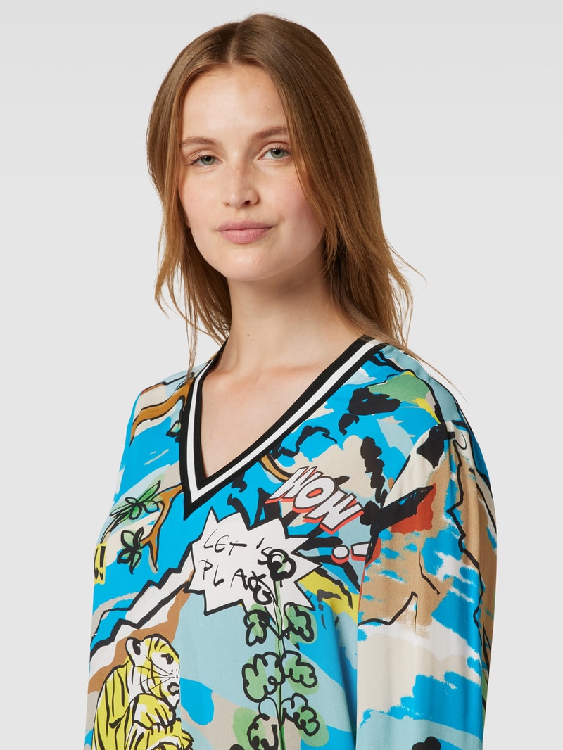 Bluse mit Allover-Motiv-Print in petrol