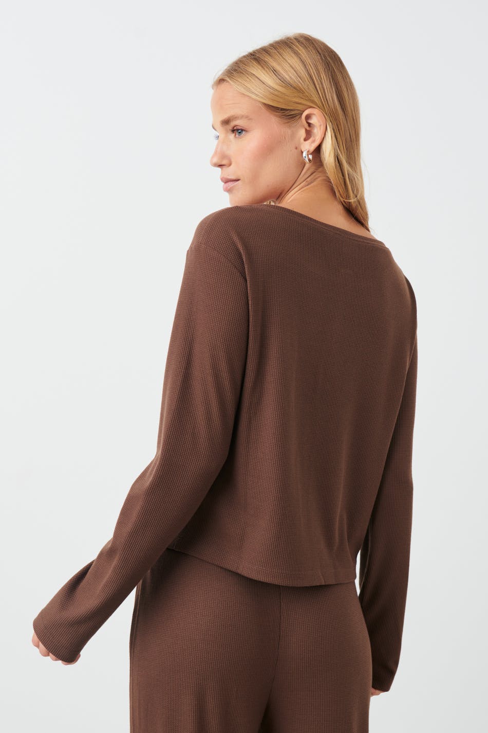 Waffle pyjamas long sleeve top