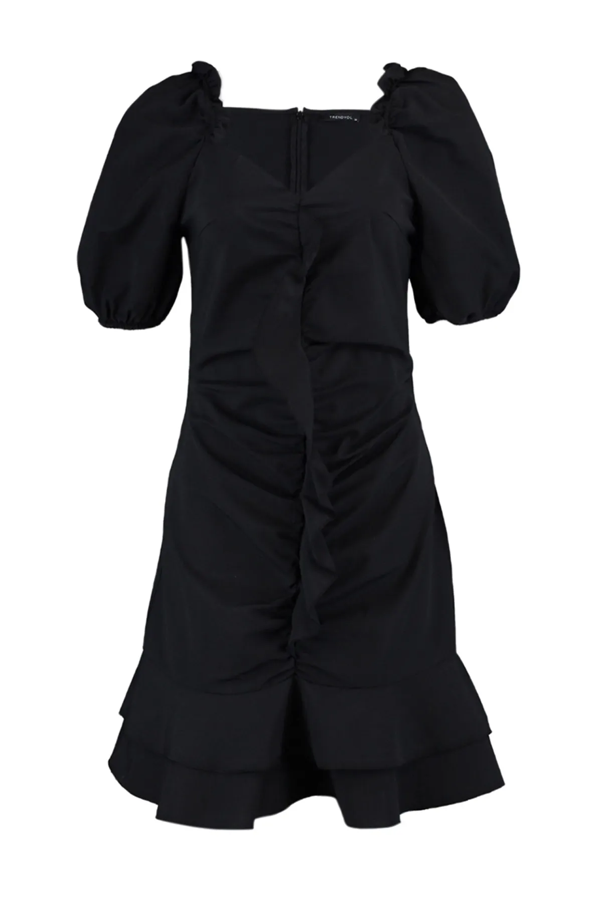 Trendyol Collection  Schwarzes, detailliertes Webkleid mit Kragen TWOSS21EL1958