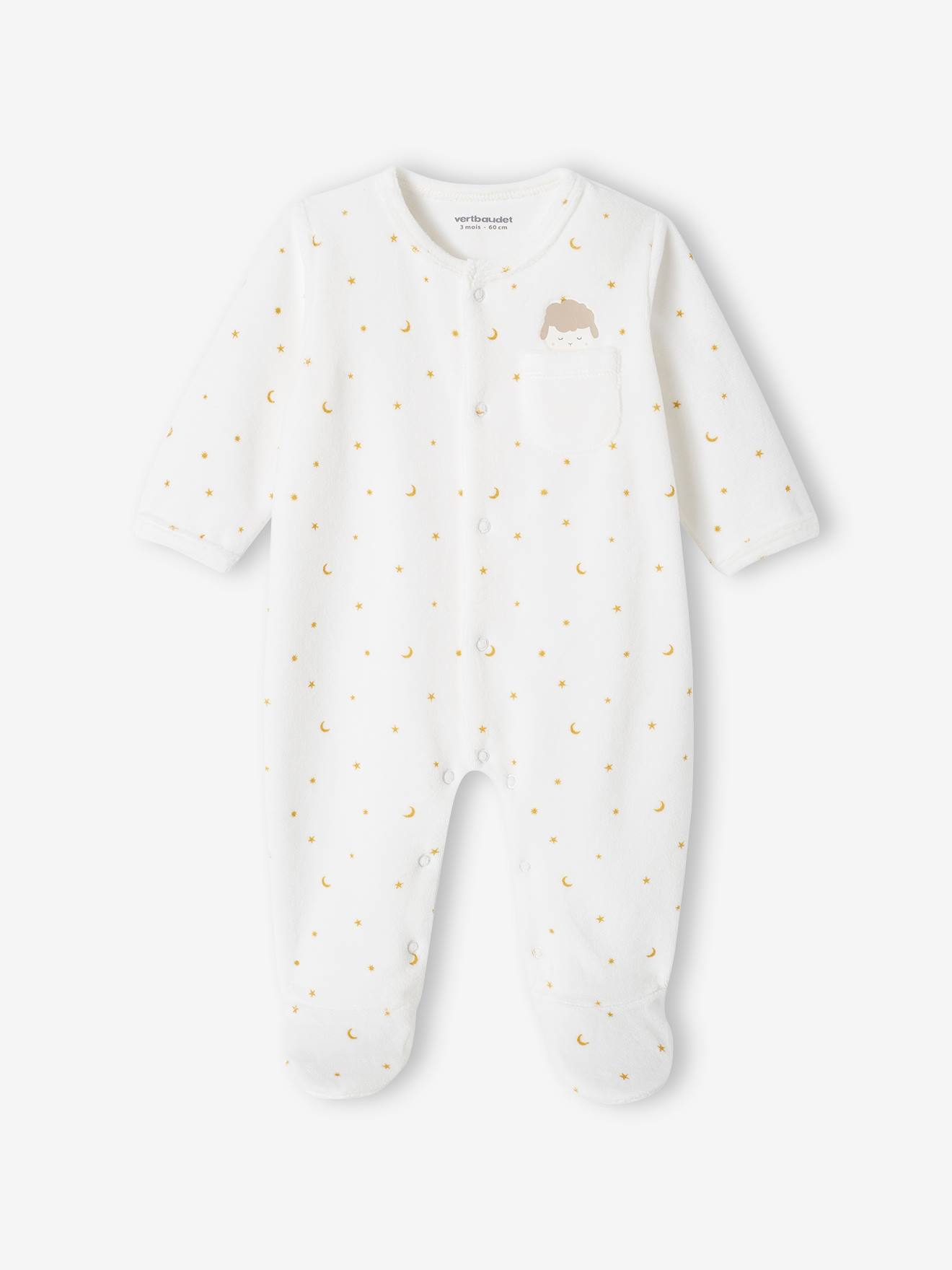 Vertbaudet Baby Samtstrampler Oeko-Tex - wollweiß