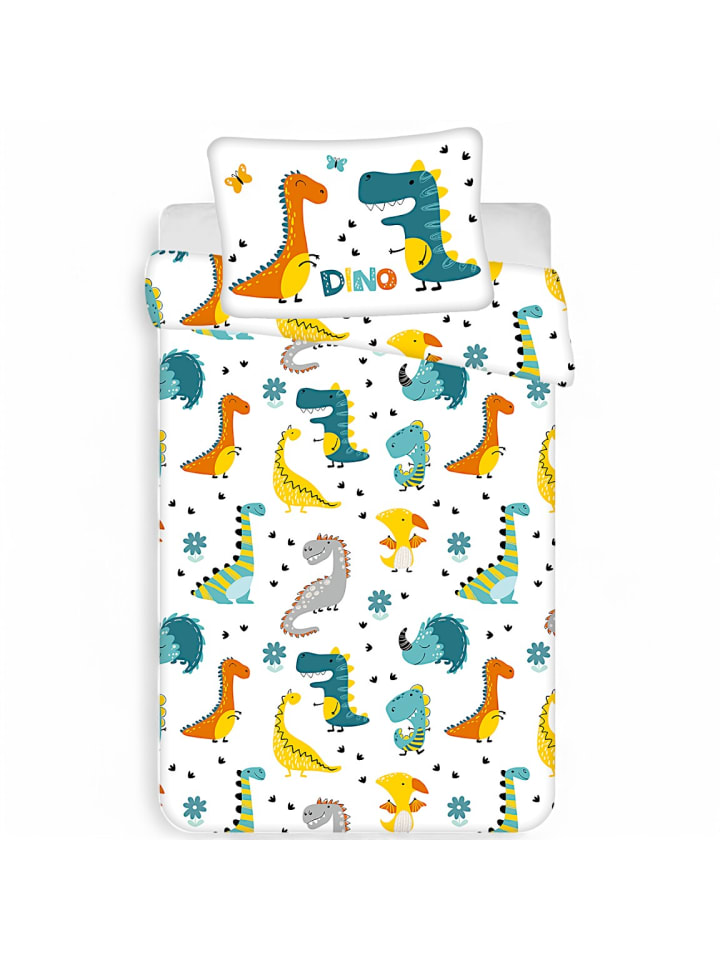 JERRY FABRICS 2-tlg.Set: Babybettwäsche Dino 100 x 135 cm in Bunt günstig kaufen 100