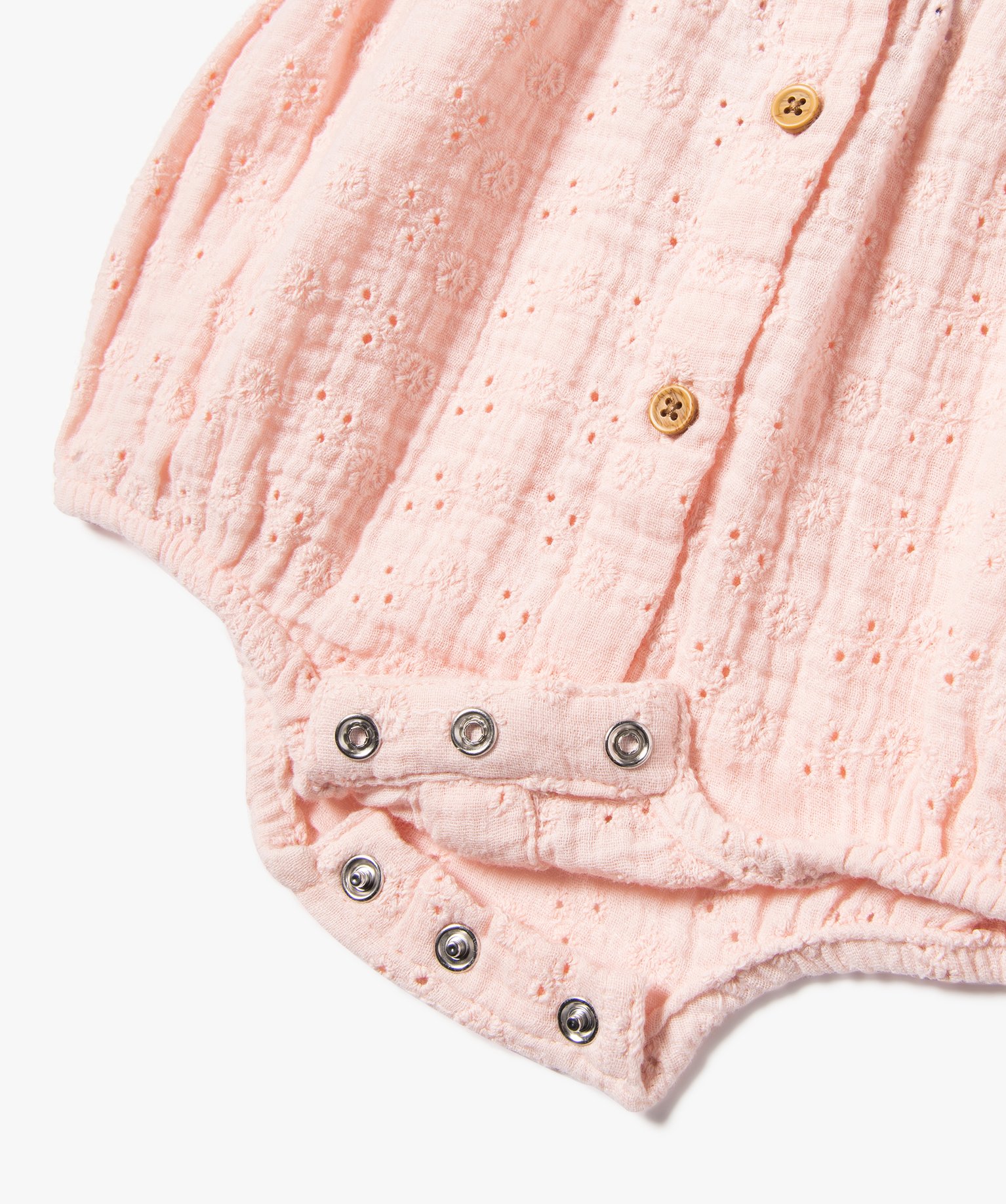 Combishort bébé à bretelles forme barboteuse en dentelle ... rose | GEMO