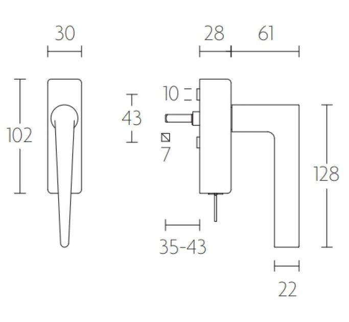 Formani 1503D124IGXX1H BASICS LB21H-DKLOCK-O atverčiama-sukama furnitūra, užrakinama dešiniarankiams, PVD, pistoleto spalvos