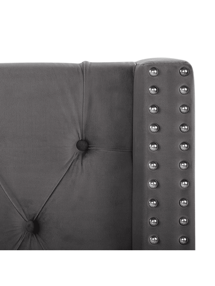 Beliani Doppelbett LUBBON in Grau/Silber - (W) 190 x (H) 144 x (L) 217 cm günstig kaufen onesize