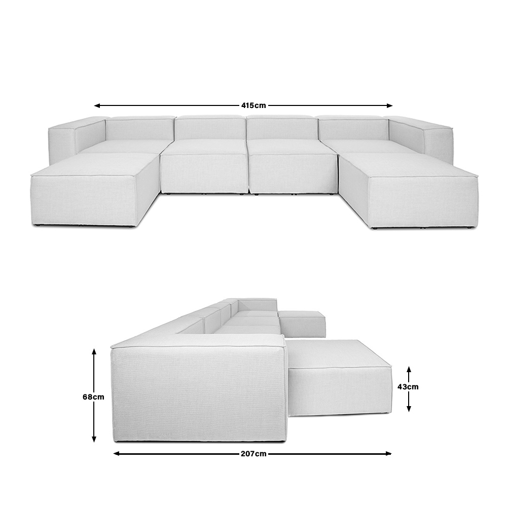 Home Deluxe Modulares Sofa VERONA - XXL hellgrau