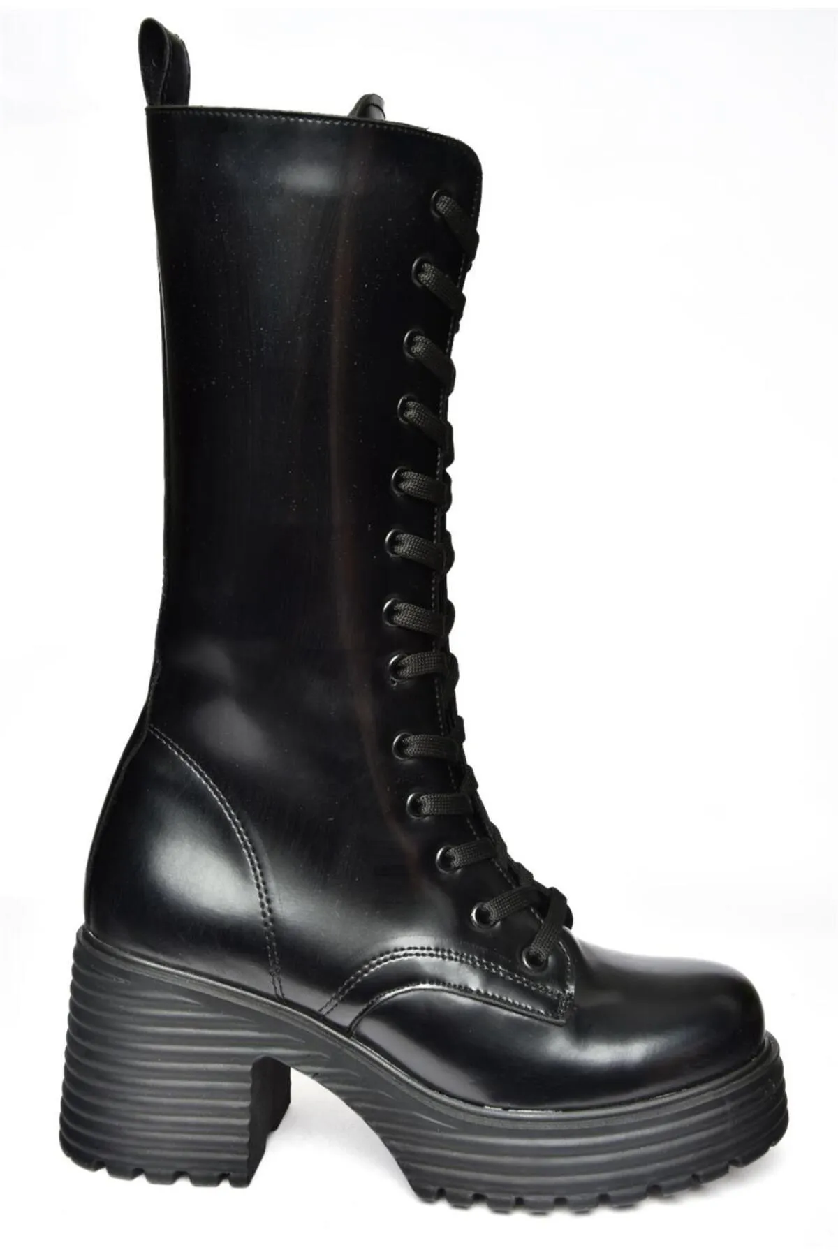 Fox Shoes  R996021035 Damenstiefel aus schwarzem Leder mit dickem Absatz