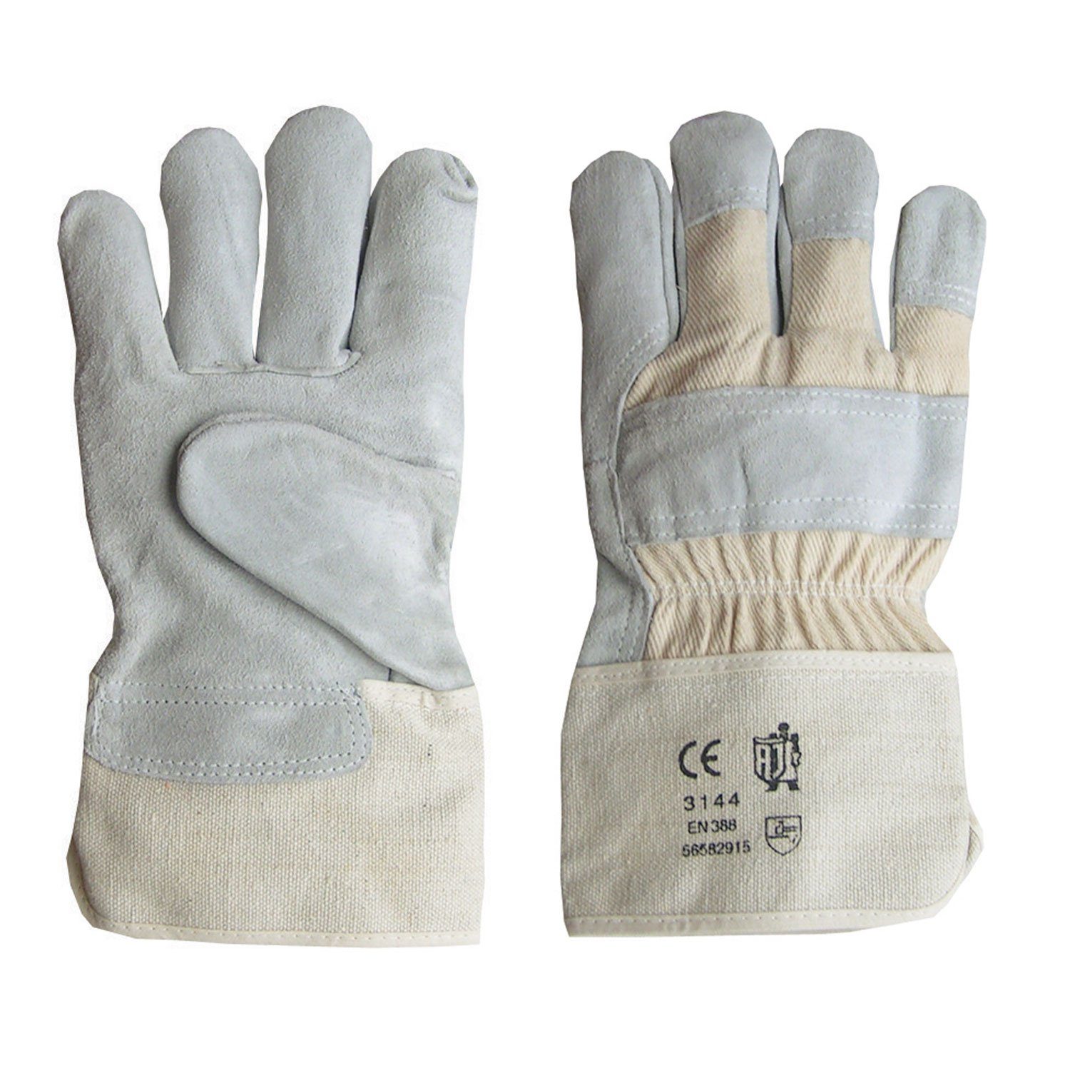 Jungfleisch Arbeitshandschuhe Montage-Handschuhe EN 388 Rindkernspaltleder Handschuhe für Bauarbeiten, Montage, Garten