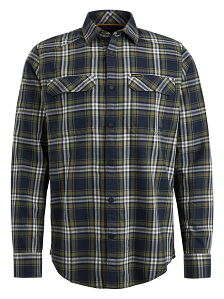 PME Legend Hemd - Regular fit - in Dunkelblau/ Khaki günstig kaufen