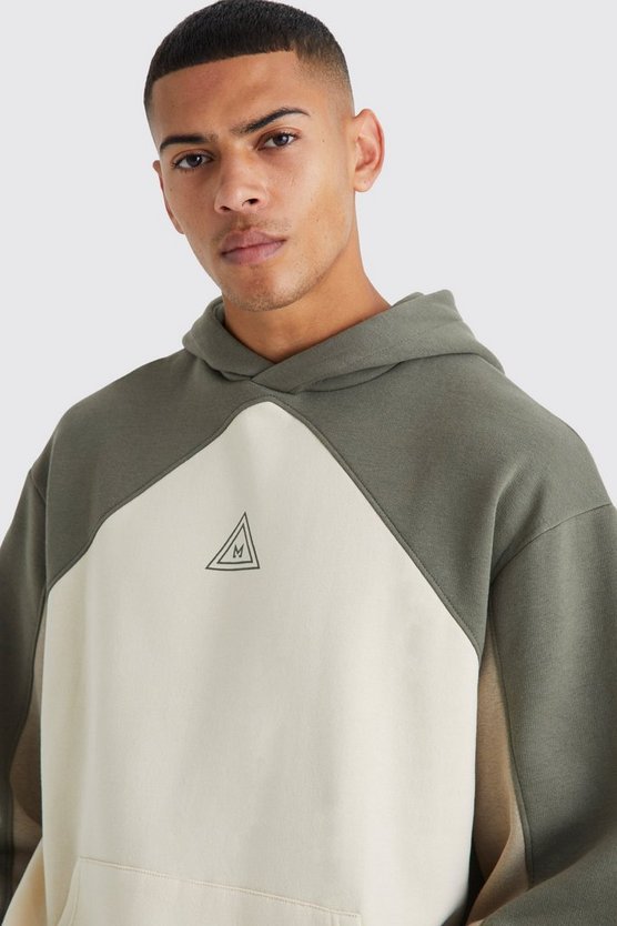 Oversize Colorblock Hoodie mit Logo
