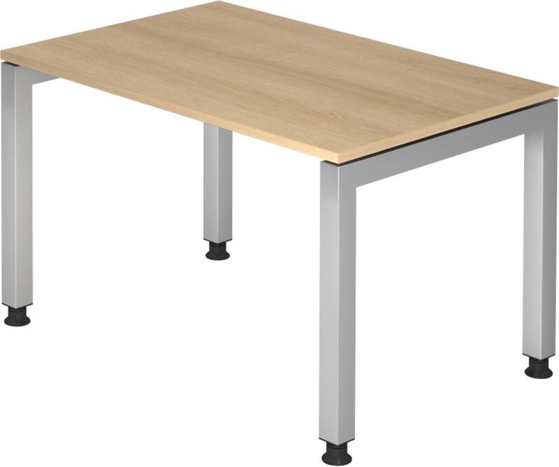 Hammerbacher J Serie Höhenverstellbarer Schreibtisch Rechteckig Eiche Holz Silber 4 Füße 1.200 x 680 mm