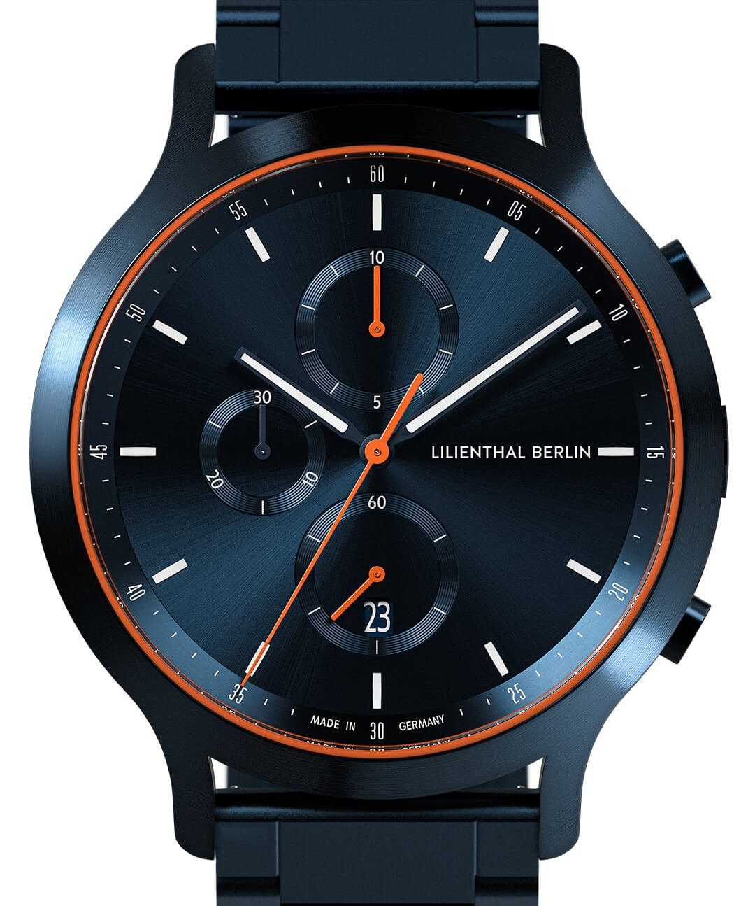 Lilienthal Berlin Chronograph Chronograph Blue Orange - Edelstahl Blau