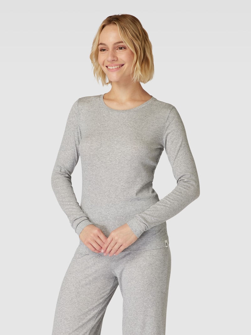 Longsleeve mit Rundhalsausschnitt Modell 'Jaaleaa' in mittelgrau