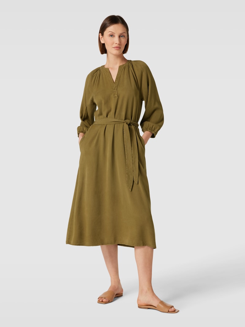 Tunikakleid mit Bindegürtel Modell 'Tencel' in khaki