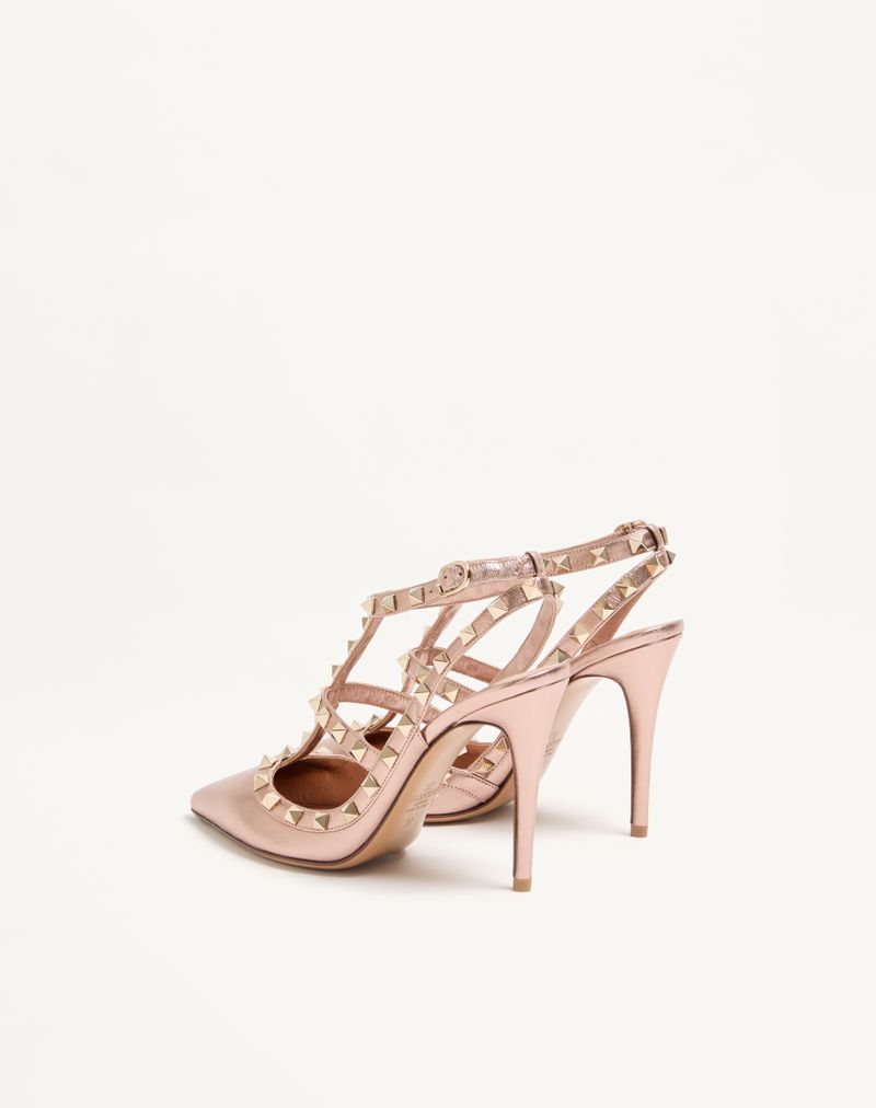 Rockstud Décolleté i 100 mm lamineret nappa