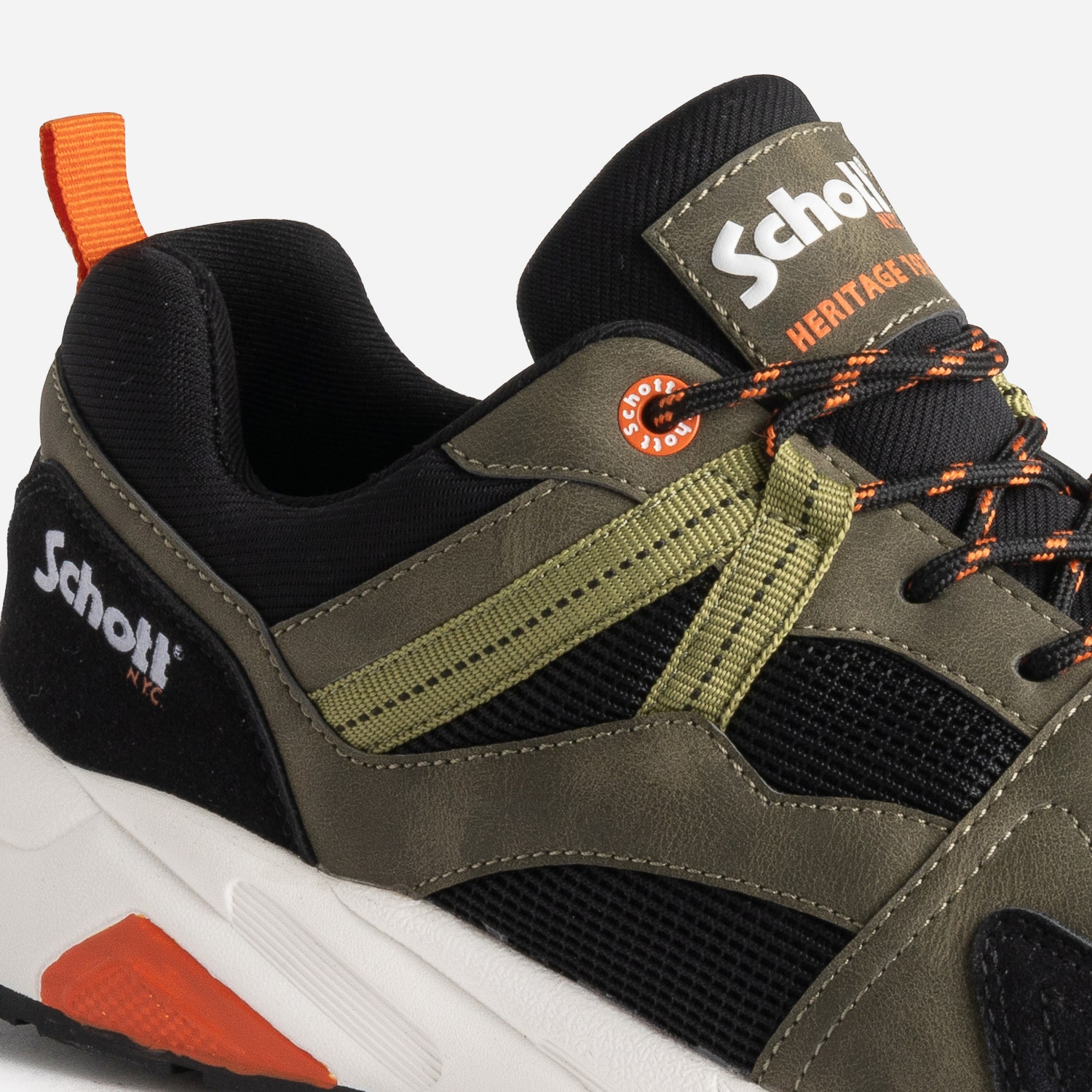 Basket SCHOTT noire, kaki, orange