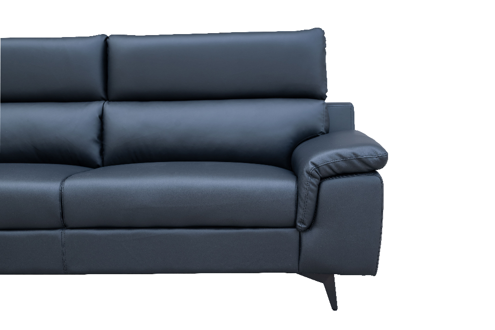 Happy Home Sofa Set 2-teilig – Couchgarnitur in Schwarz, Lederoptik