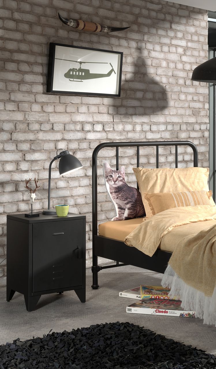VIPACK BRONXX Nachtkonsole im Industrial-Look Schwarz matt