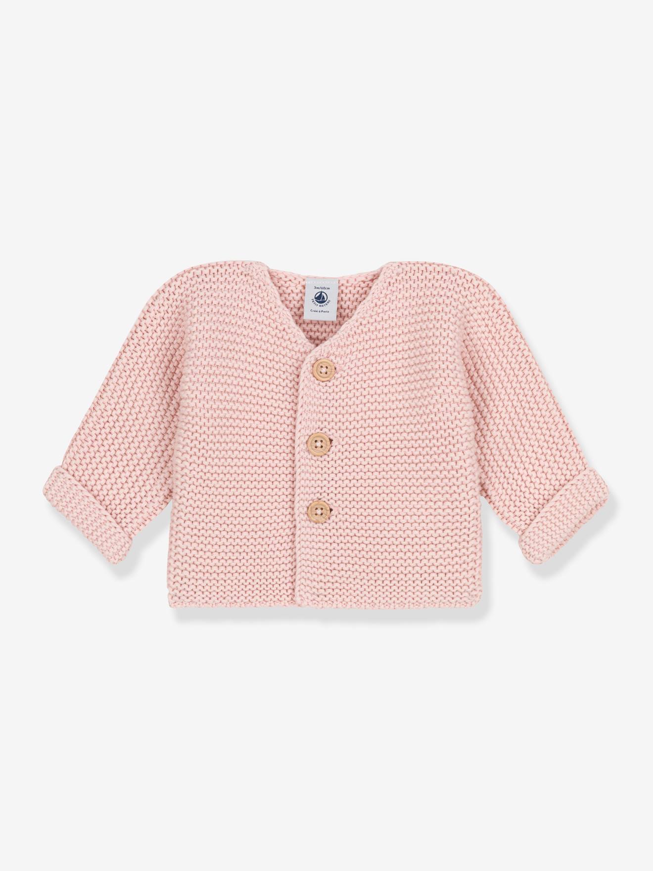 Cardigan bébé tricot point mousse en coton bio PETIT BATEAU blanc