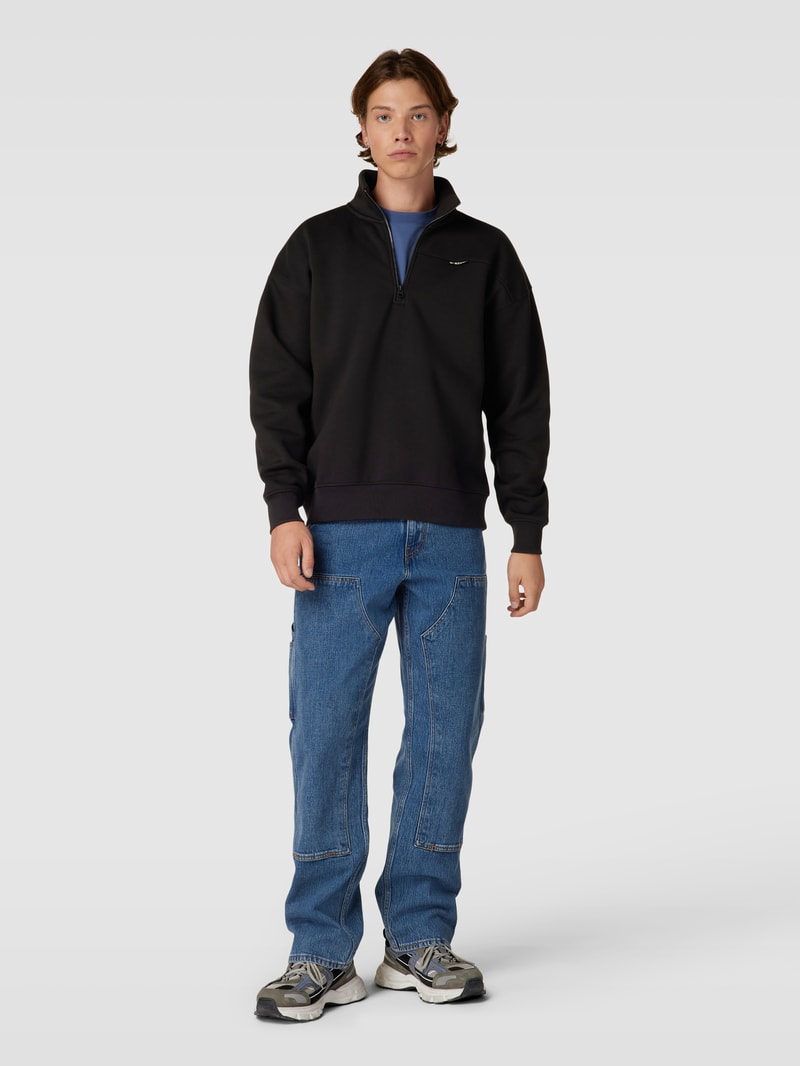 Sweatshirt mit Troyer-Kragen Modell 'Skipper loose' in schwarz