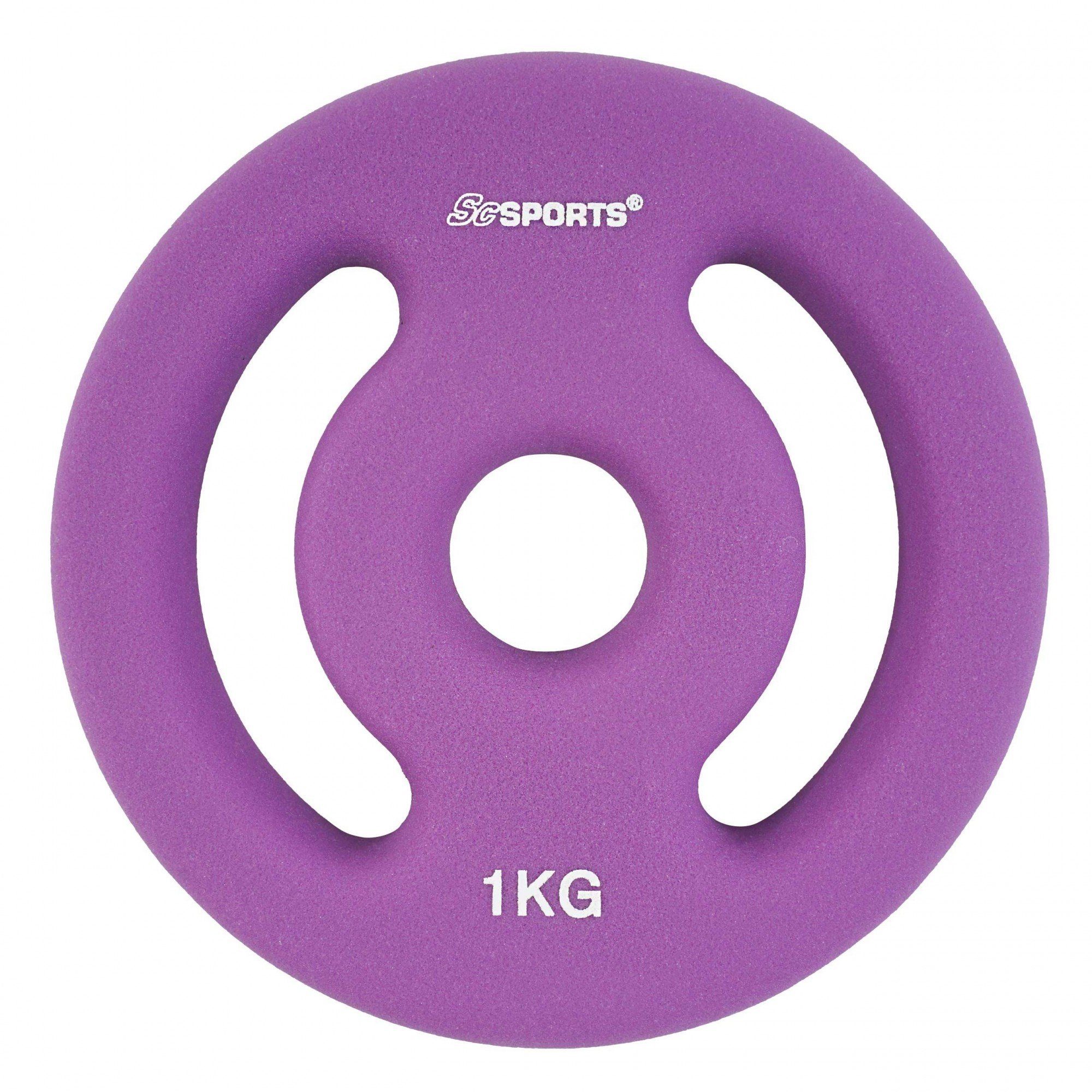 ScSPORTS® Hantelscheiben Set 2x1 2x2 2x3 2x4 2x5kg 30mm Neopren Gewichtsscheiben, 2 kg, (2-tlg)